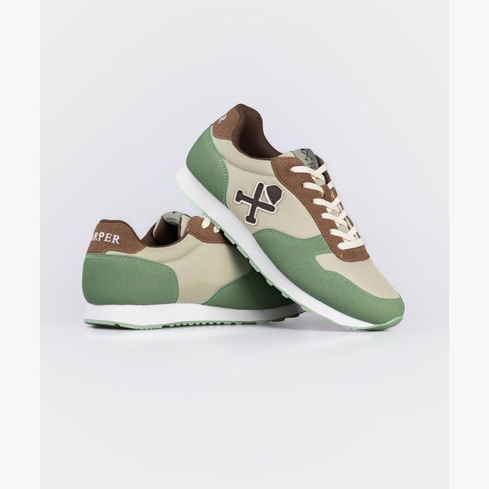 Harper & Neyer (from Spain) Green and Brown Retro Sneakers, Men’s Size 7.5-8 US